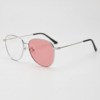Zoe Pink Photochromic Lens Glasses - Silver Aviator Metal Frame - Side View Zoe Pink Photochromic Lens Glasses - Silver Aviator Metal Frame
