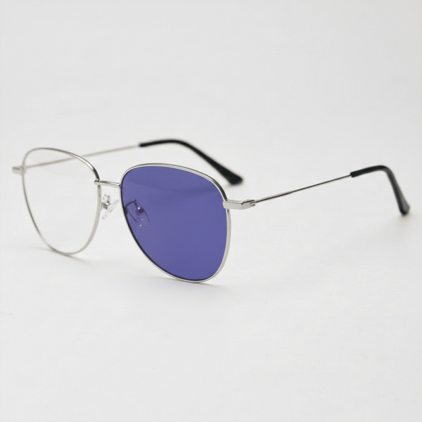 Zoe Purple Photochromic Lens Glasses - Silver Aviator Metal Frame